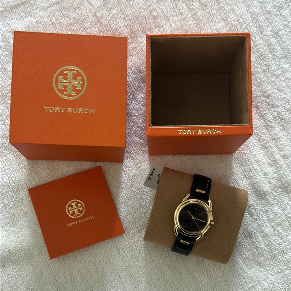 NIB Tory Burch Black and Gold Women's Watch